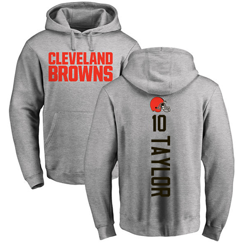 Men Cleveland Browns Taywan Taylor Ash Jersey #10 NFL Football Backer Pullover Hoodie Sweatshirt